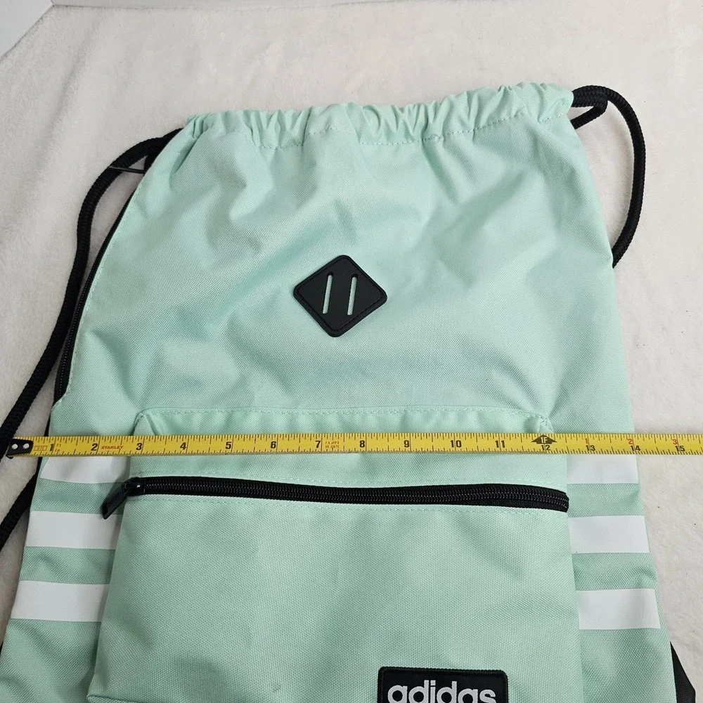 adidas Alliance Medium 15L Mint Green/Black Drawstring Gym Bag Zip Pocket
